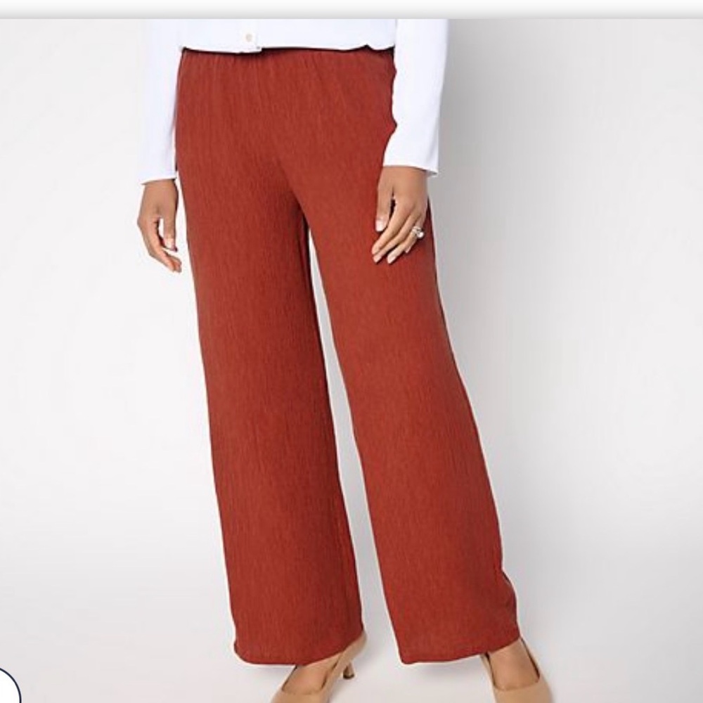 Susan Graver Regular Textured Wide-Leg Pull-On Pants